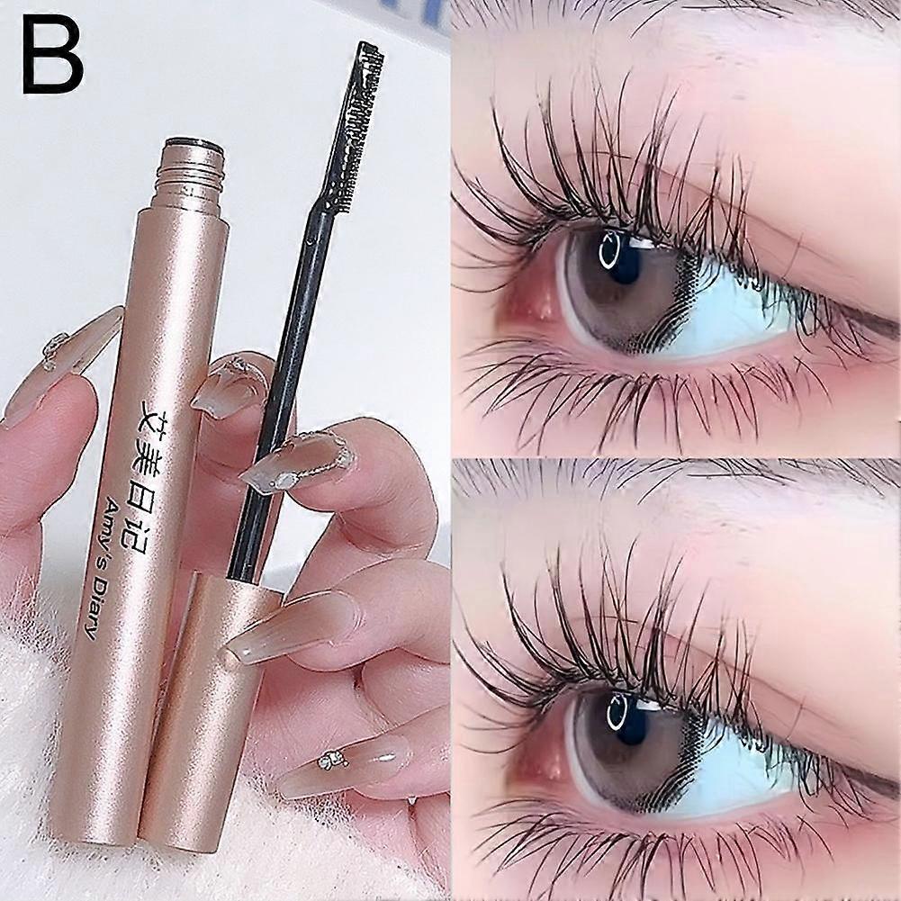 02# Brown (B) $AMY'S DIARY Colorful Mascara Slim Small Brush Head Gold Tube Mascara Long Curled Naturally Not Easy to Smudge