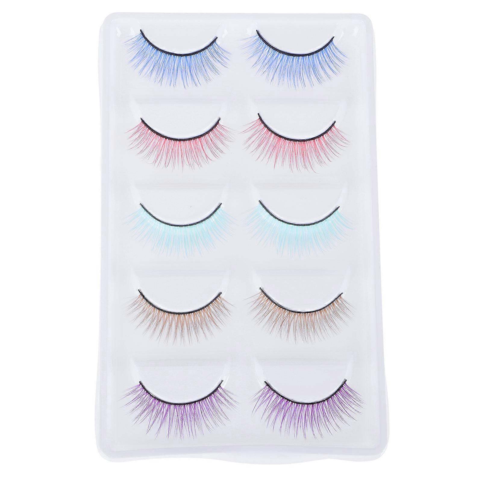 5 Pairs Reusable False Eyelashes for Halloween Costumes and Parties Assorted made Fiber