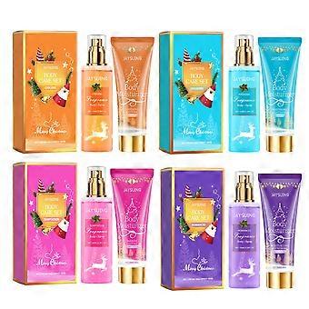 2pcsChristmas Fragrance Body Care Set, Long-lasting Fragrance Body Spray and Lotion for Holiday Parties