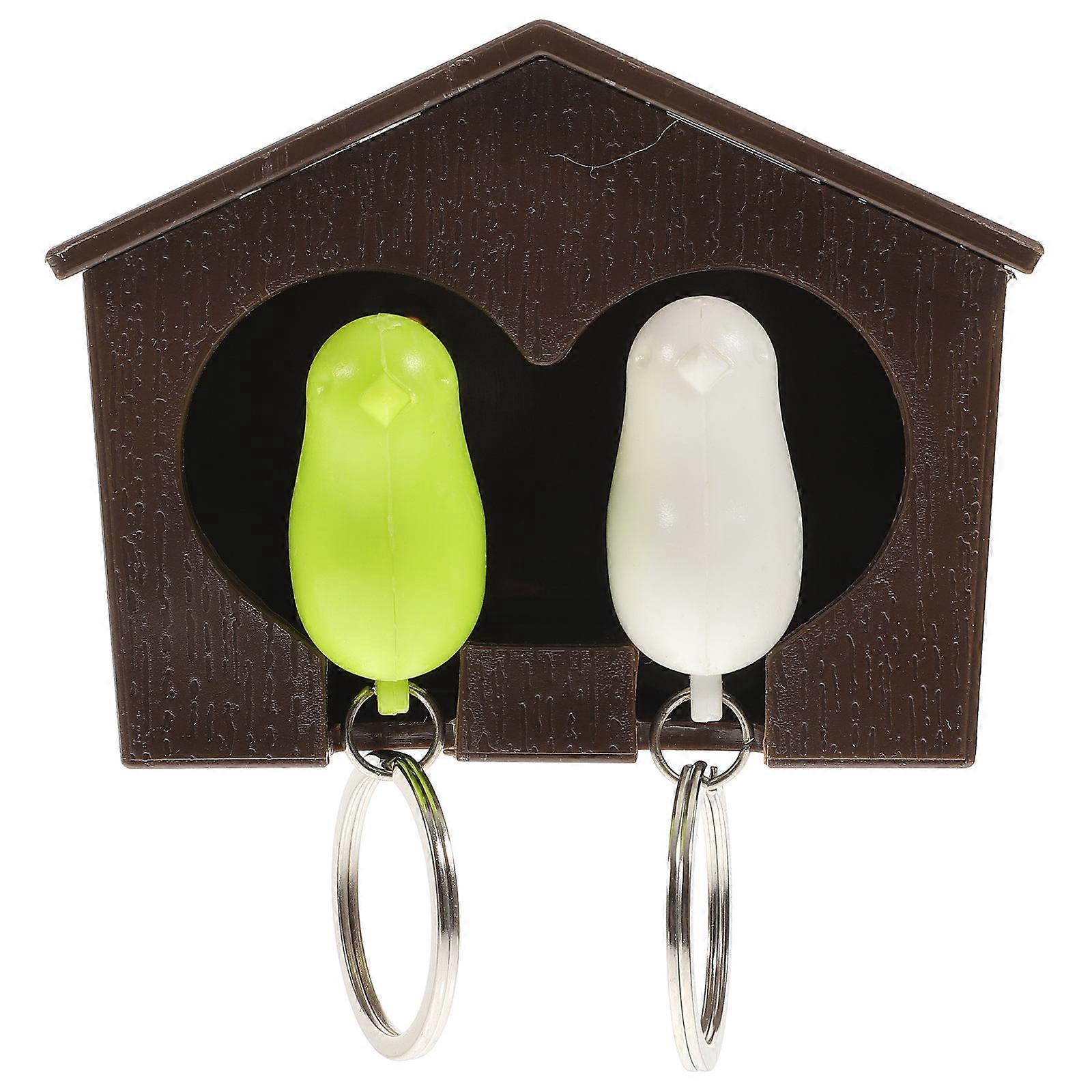 1 Set Birdhouse Shaped Key Ring Holder Wall Mount Keychain Organizer for Home Dorm