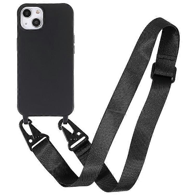 Compatible For iPhone 13 6.1 inch Soft TPU Matte Finish Protective Cell Phone Back Cover with Shoulder Strap