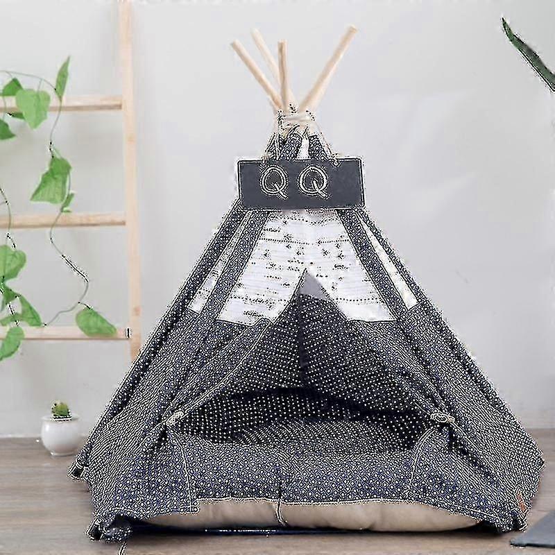 Bird Cage Bird Baths Cotton Canvas Pet Tent Cat And Dog Bed With Cushion Specification: Medium 505060cm Navy Blue