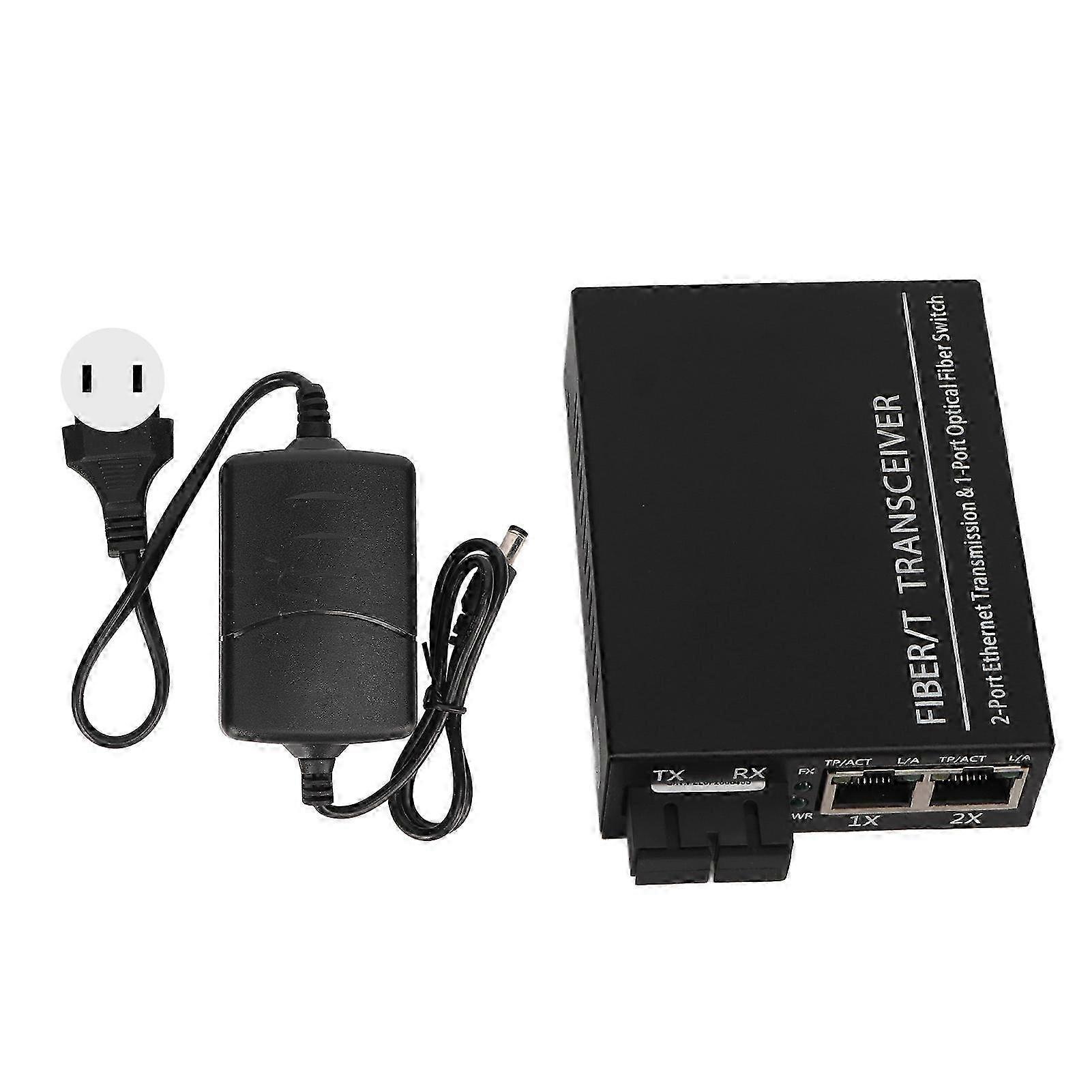 Dual Fiber Single Mode Optical Transceiver with RJ45 Port, 100-240V US Plug
