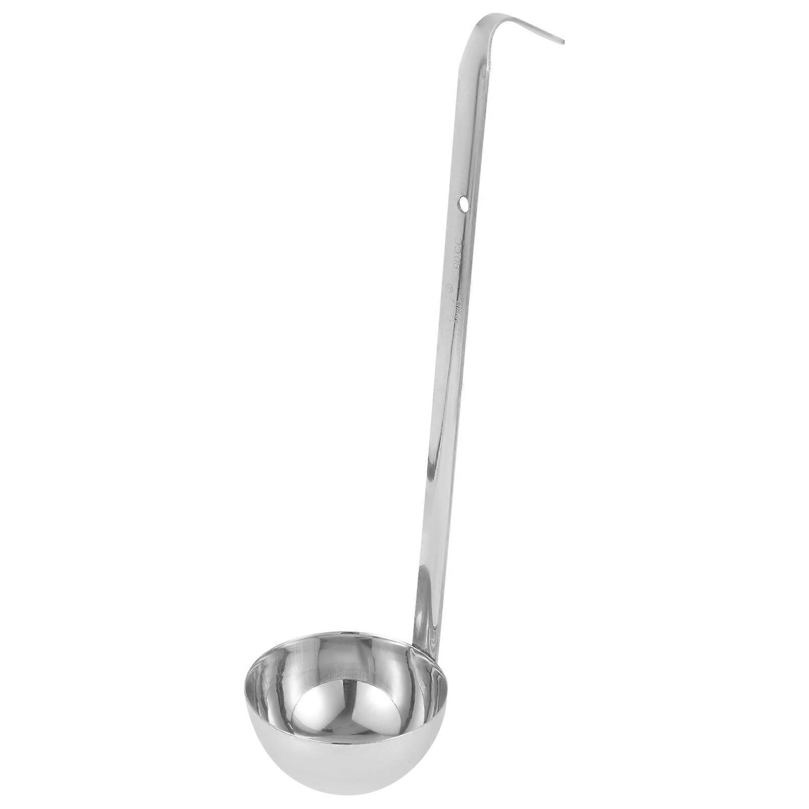 Stainless Steel Ladle with Hook Handle Measuring Scoop for Sauce Serving Cooking Ergonomic to Clean for Catering Buffets and Everyday Use