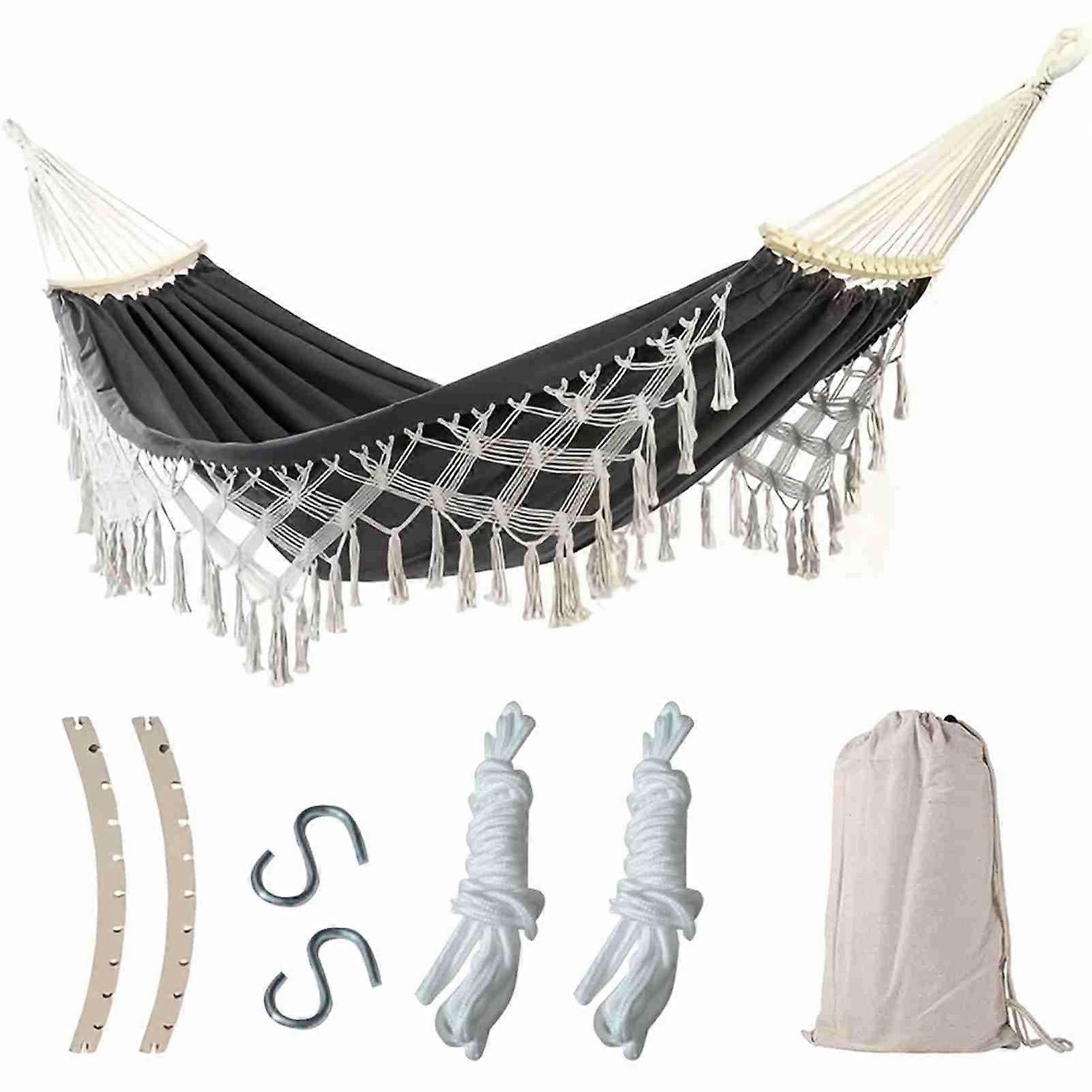 Double Macrame Hammock Two Person Swing Bed  for Beach Yard Bedroom Patio