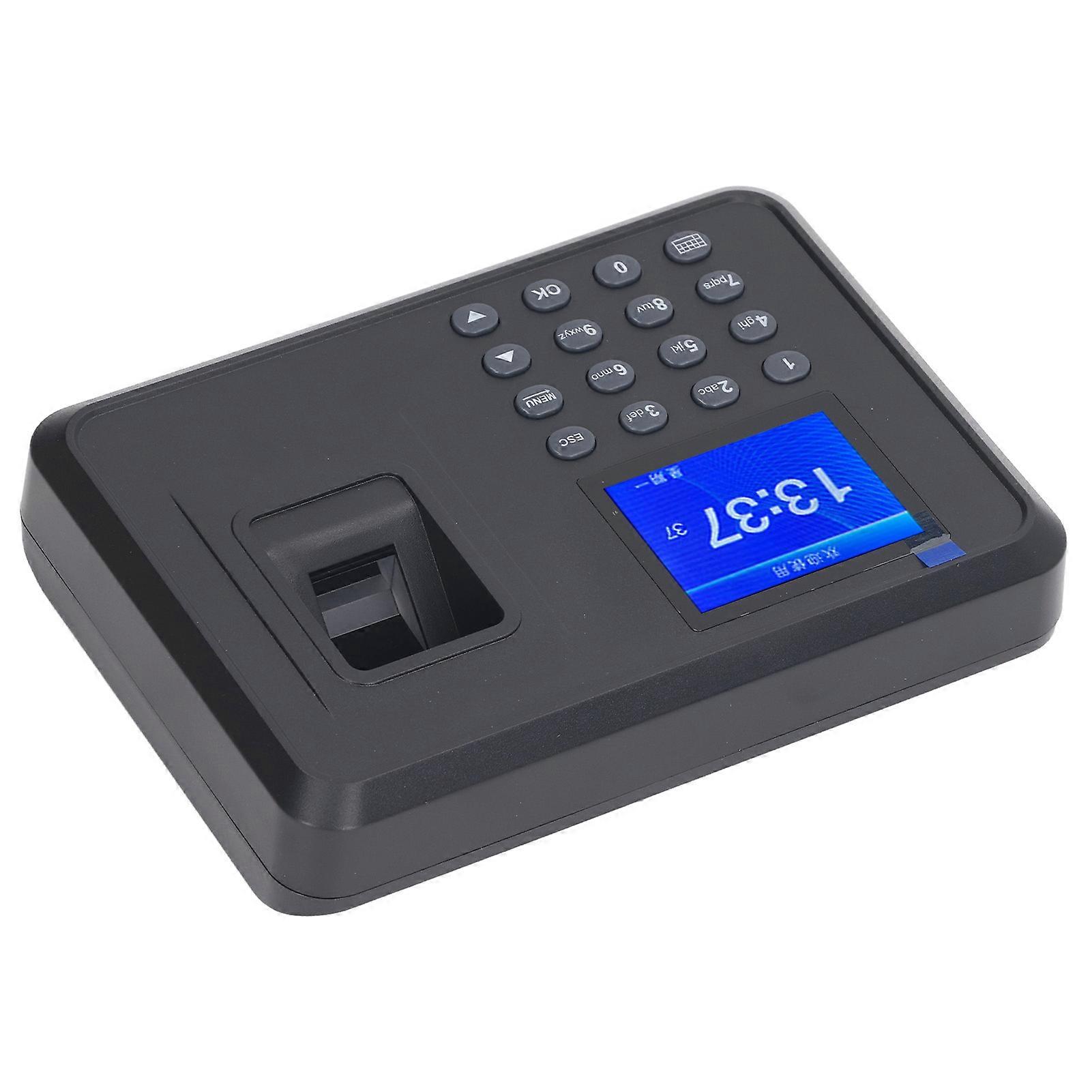 Fingerprint Time Attendance Machine Multi Languages Voice Reminder Fingerprint Password Employee Time Clock 100‑240V EU Plug 