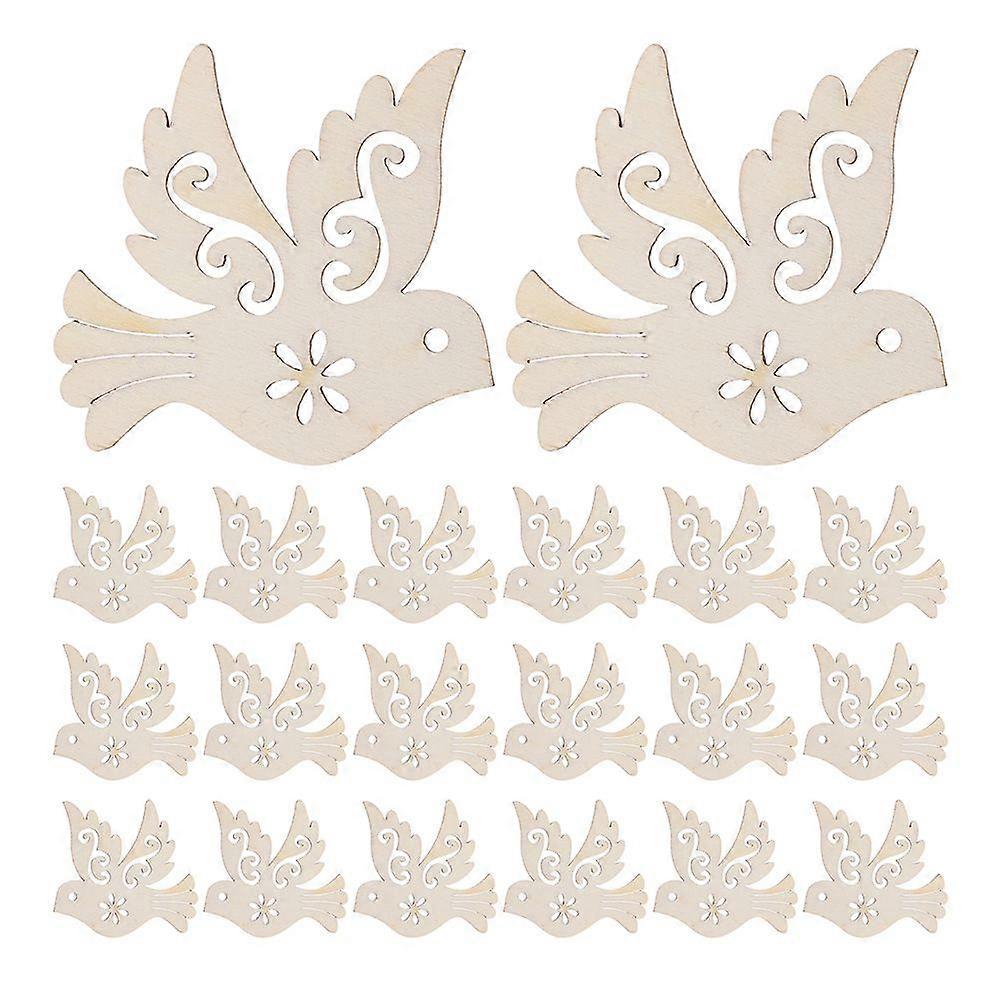100 قطعة غير مكتملة من الحمامة الخشبية الحلي DIY أشكال الطيور الخشبية لرسم الحرف اليدوية الطبيعية الخشبية الطبيعية حمامة السلام المعلقة المعلقات