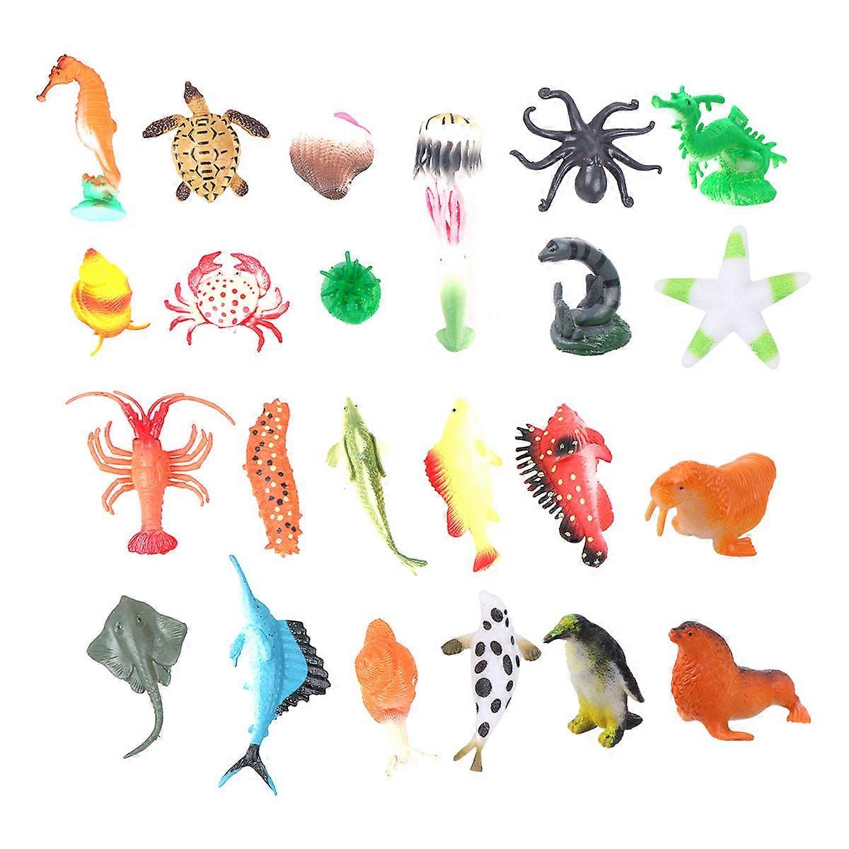 24 Pcs Colorful PVC Ocean Animal Desktop Sculptures – Realistic Sea Creature Ornaments for Home, Office & Craft Projects – Safe Figurines for