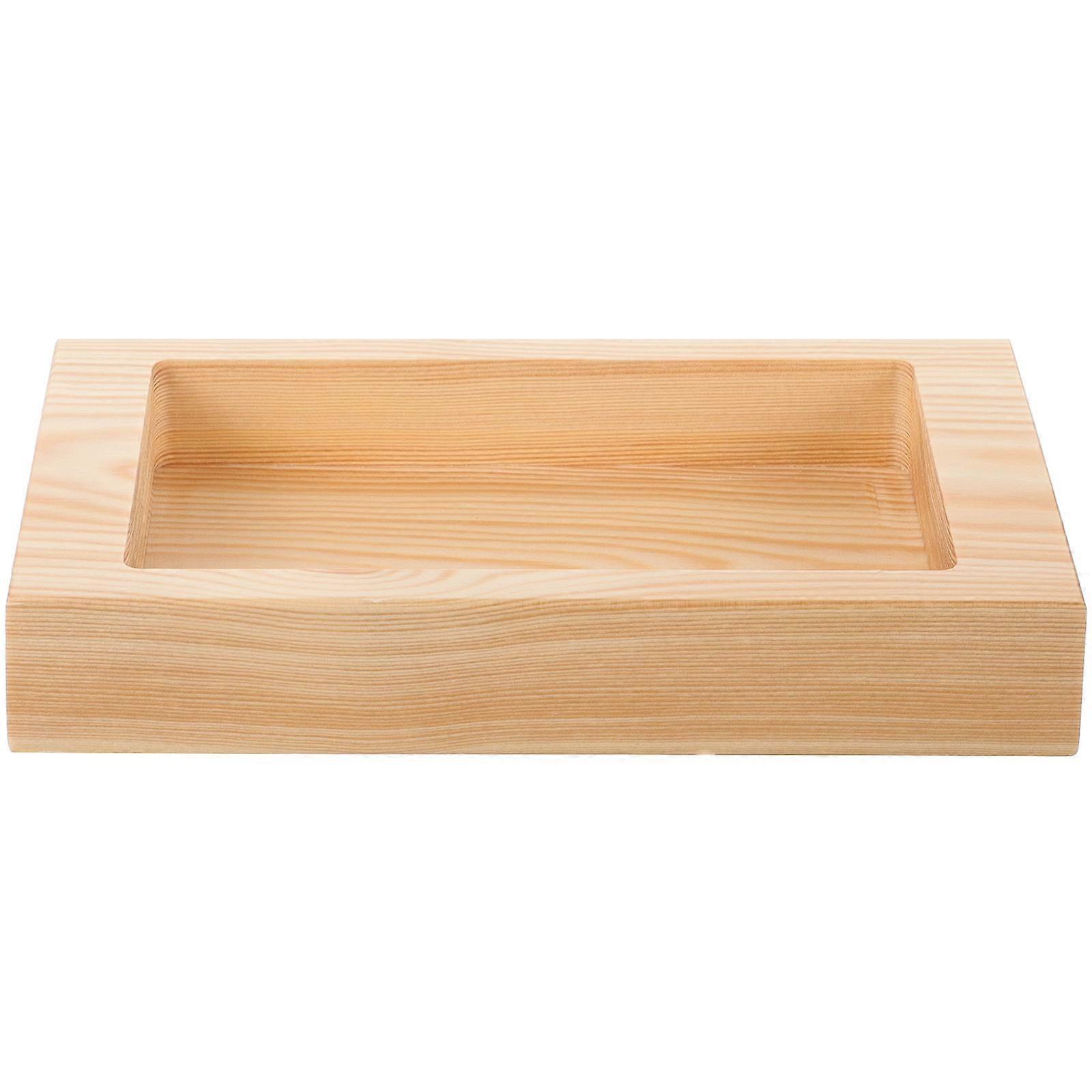Rectangular Sushi Serving Plate Japanese Style Wooden Material Storage Function For Bistros And Parties Khaki 7.86X5.11X1.26in 1Pcs