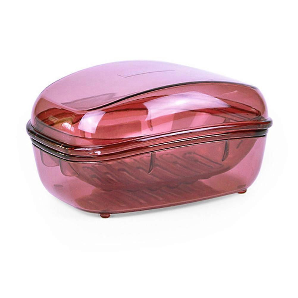 Portable Soap Box With Drainer Red Rectangular Waterproof Seal Leak Proof 1Pack