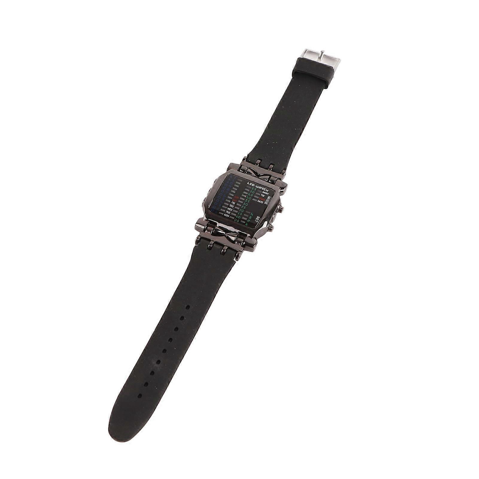 Binary Watch Crab Shape Colorful LED Digital Display Electronic Watch with Silicone Strap for Boys Mens Casual Fashion