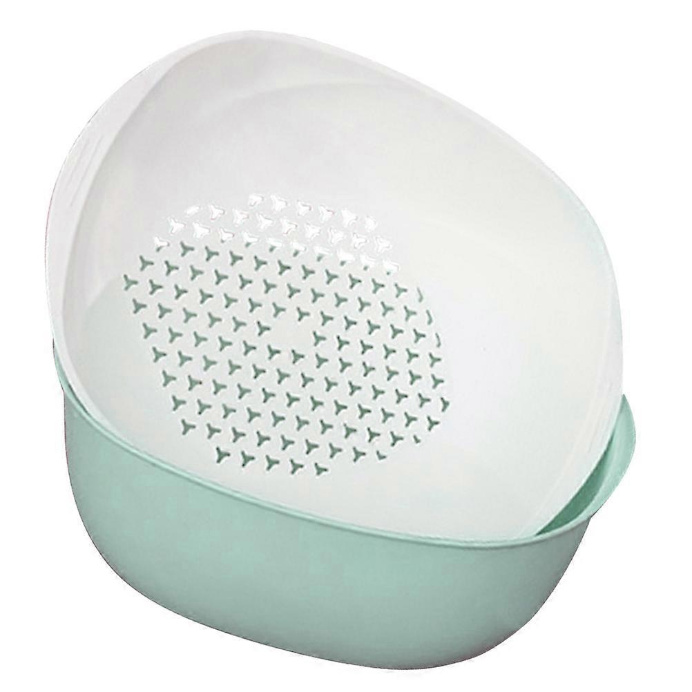Multi-Functional Draining Bowl Double-Layer Drain Basket Large Size Green PP5 For Household Users 1Pcs