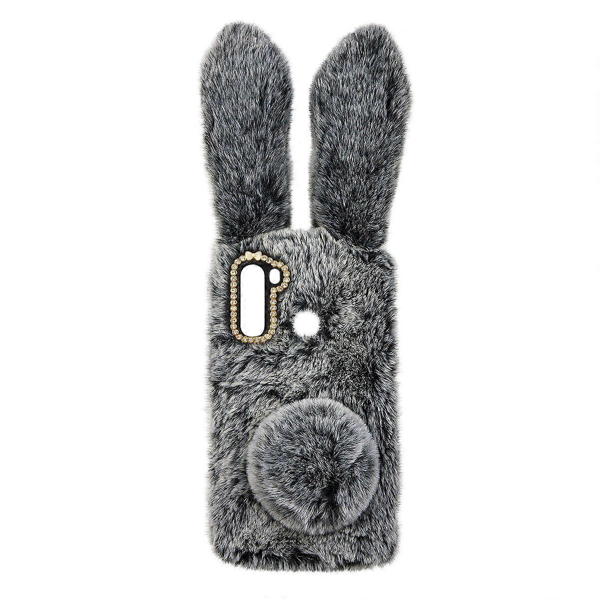 Plush Rabbit Shaped Soft TPU Phone Case Dark Grey Adorable Design Compatible with Samsung Easy Access to Ports and Controls Creative Style