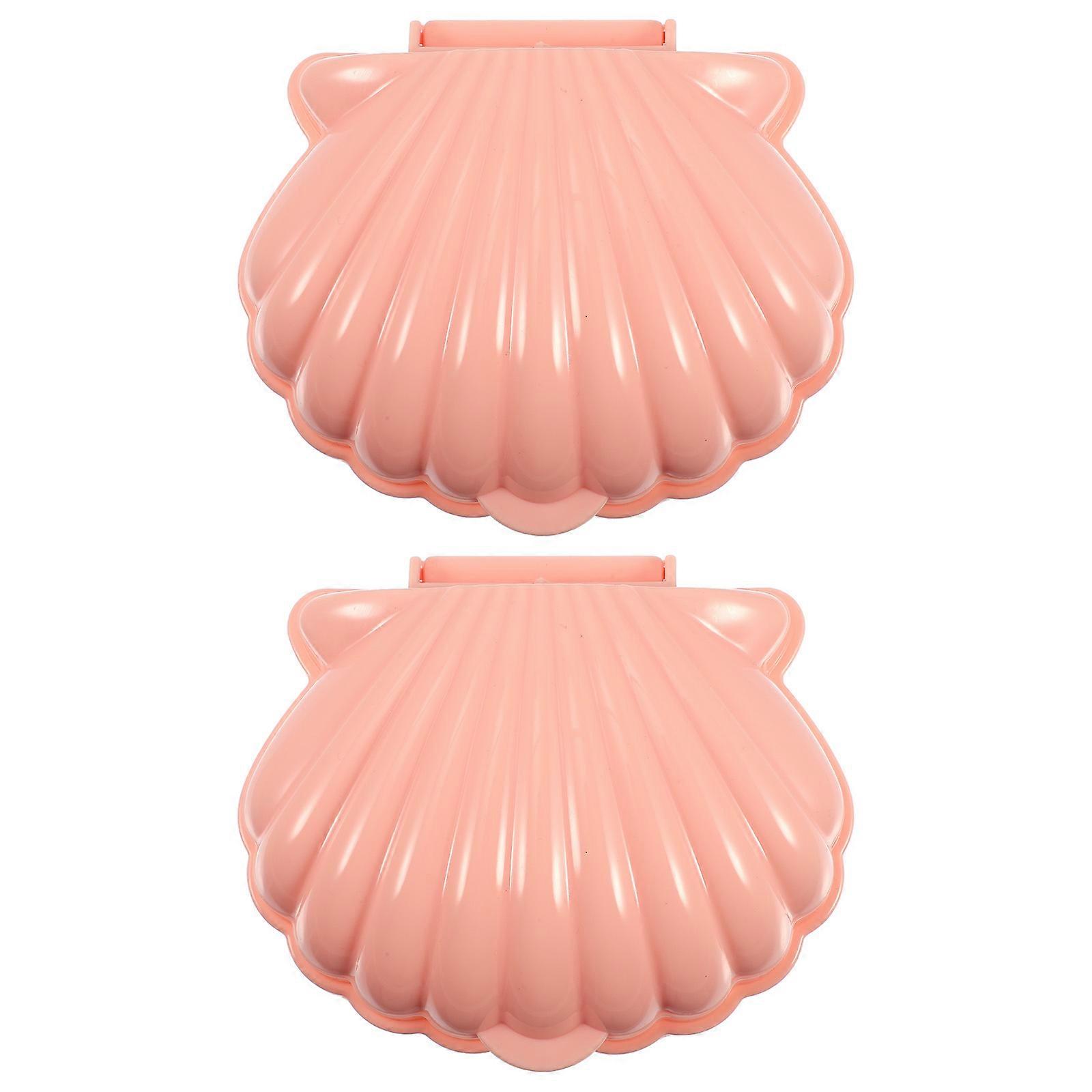 2 Pcs Sea Shell Soap Dish with Drainage Tray, Plastic Draining Holder for Small Items, PP Material Decorative