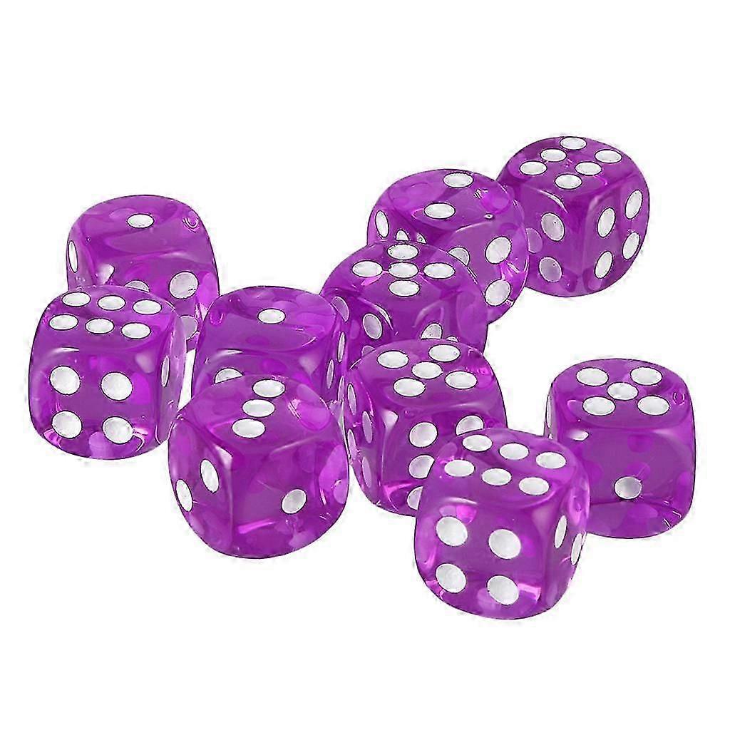 Pack of 10pcs Acrylic Six Sided D6 Dice for D&D TRPG Party Board Game Accs