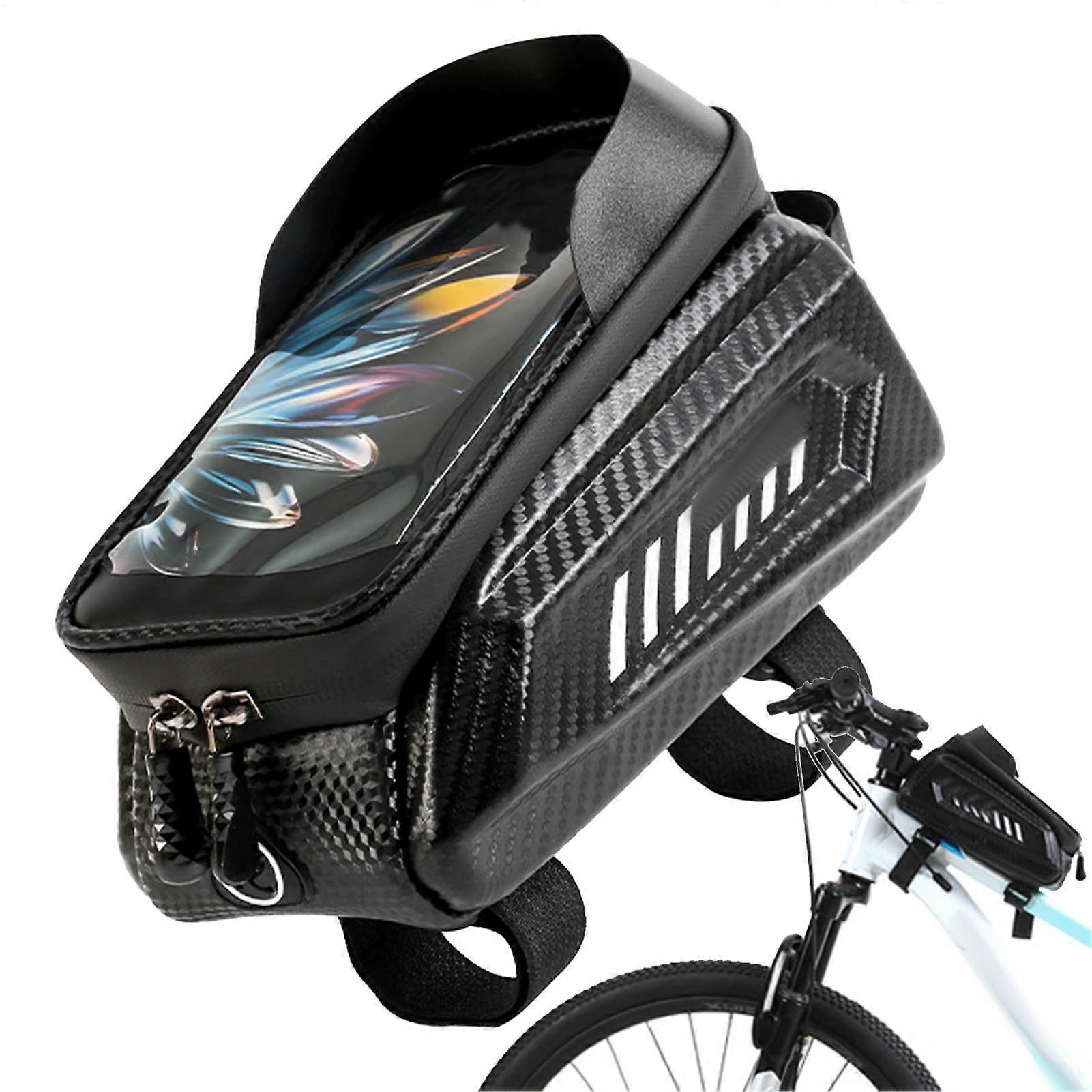 bike frame bag with touchscreen window for smartphones and essentials