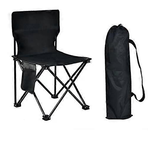 Outdoor Camping Chair Portable Folding Stool with Side Pockets Heavy Duty for Fishing Hiking Beach Picnic Barbecue