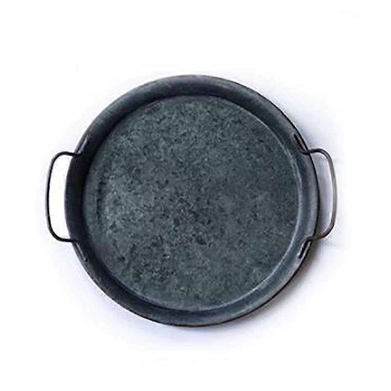 European Retro Metal Plate with Handle Handmade Round