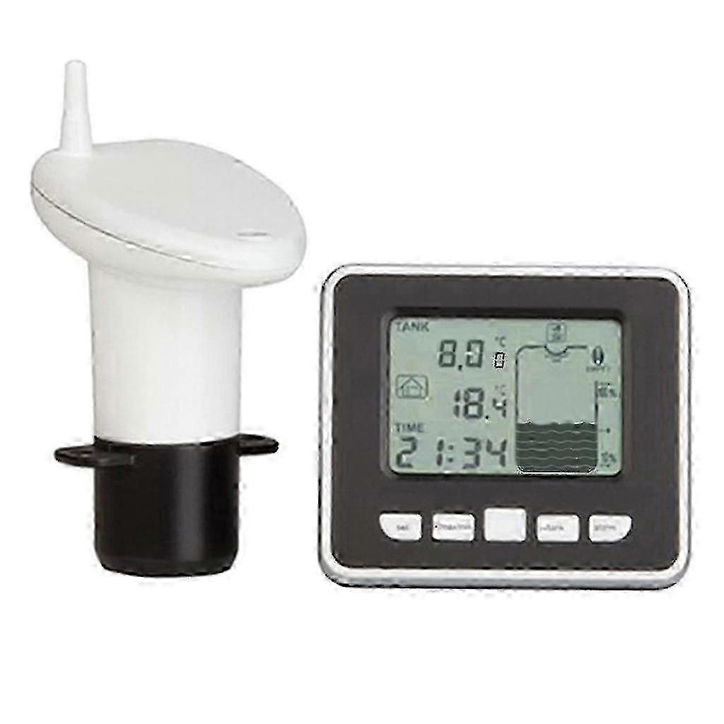 Ultrasonic Wireless Water For Tank Liquid Depth Level Meter Sensor For W/ Temperature Display Low Battery Liquid Depth I