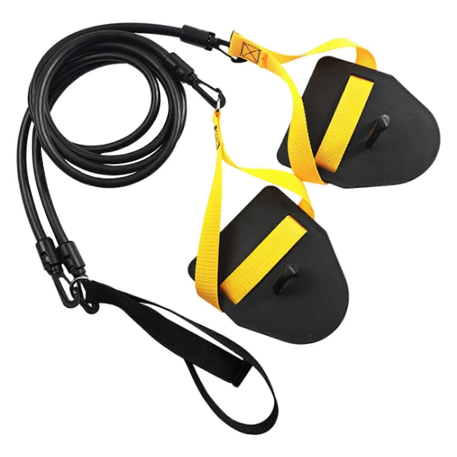 Swimming Arm Trainer Set with Resistance Bands and Hand Paddles, Adjustable Stretch Builder Power Pull Rope for Swimmers