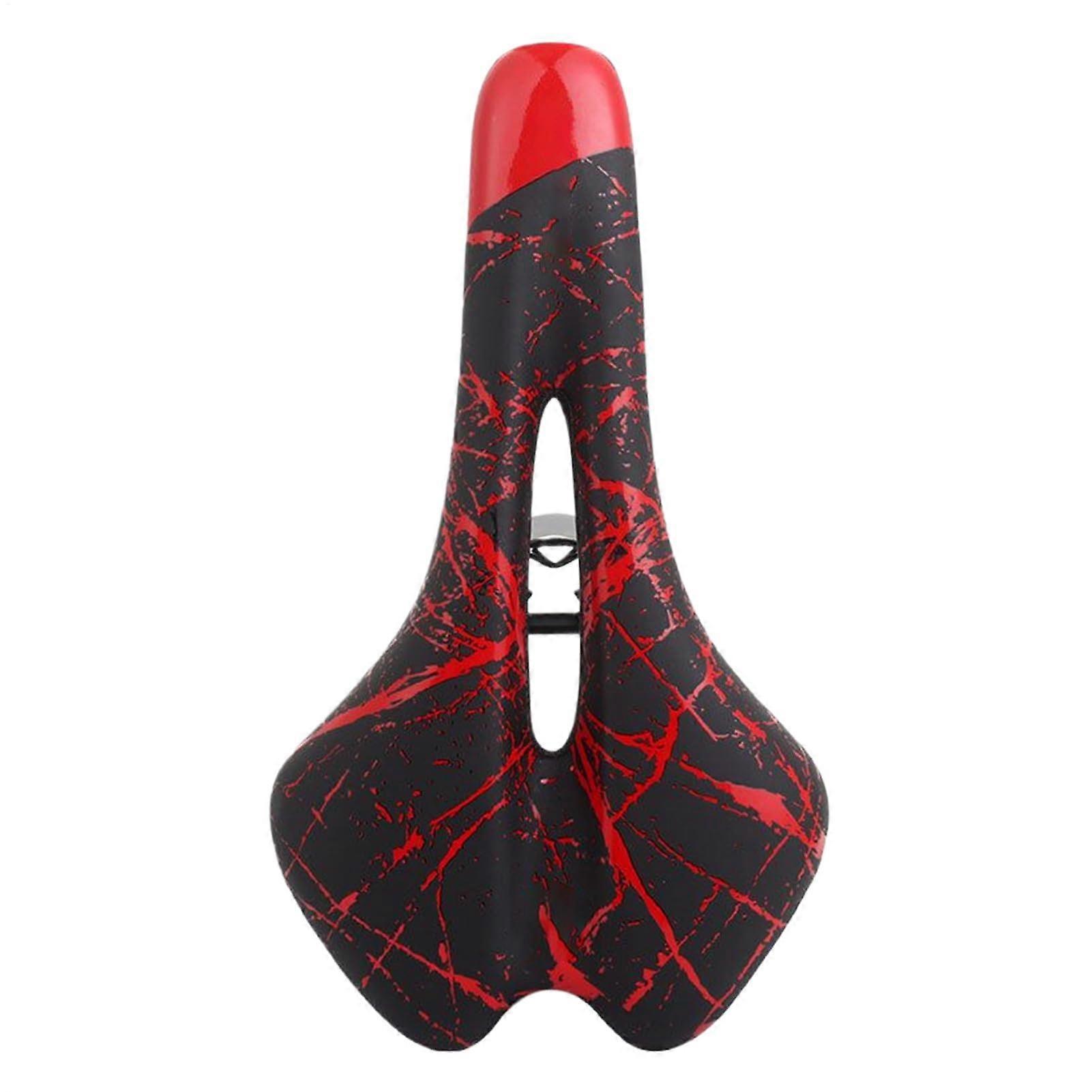 Soft Padded Printed Bicycle Seat  Breathable Hollow Structure Red