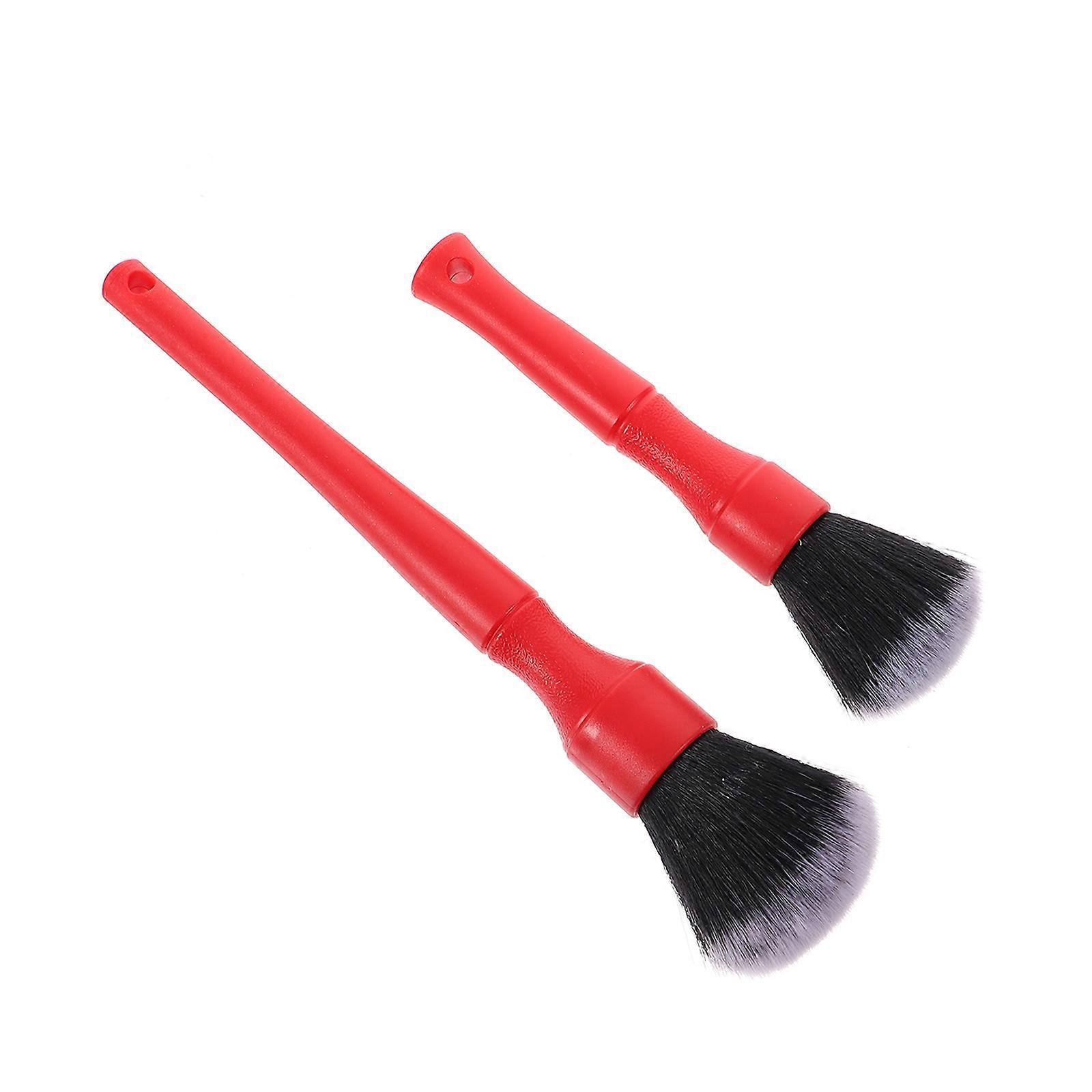 Automotive Detail Brushes for Car Cleaning Red Short Handle Crumb Cleaning 16cm 2Pcs