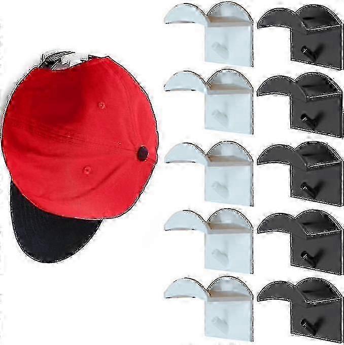 10 Pack Wall Mount Adhesive Hat Holder Cap Hook No Drilling Rack