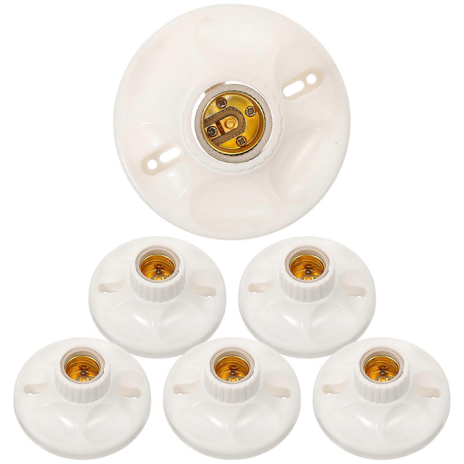 E27 Socket 6Pcs White Bakelite Heat-Resistant Lamp Bulb Socket Holder for Lighting