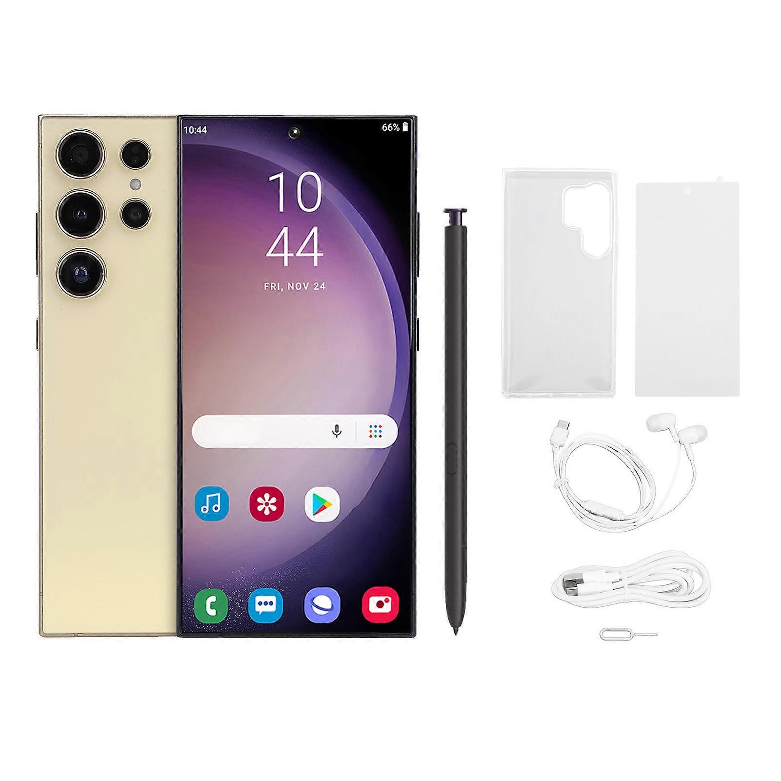 S24 Ultra Smartphone 6.6" HD Screen, 10-Core CPU, 4GB RAM, 64GB ROM, Dual Camera, Gold