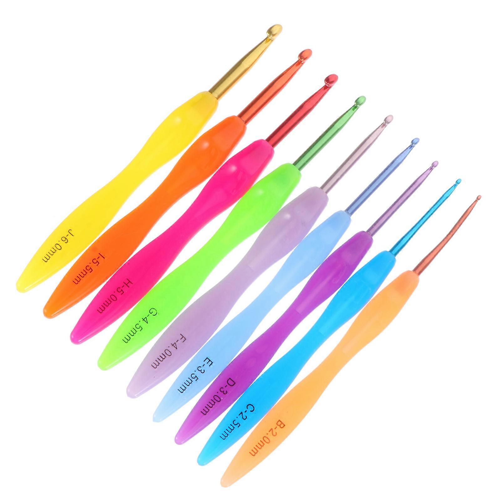 Aluminum Crochet Hooks Knitting Tools Handcraft Projects Assorted Color 14.5X1.5cm Weaving 9Pcs