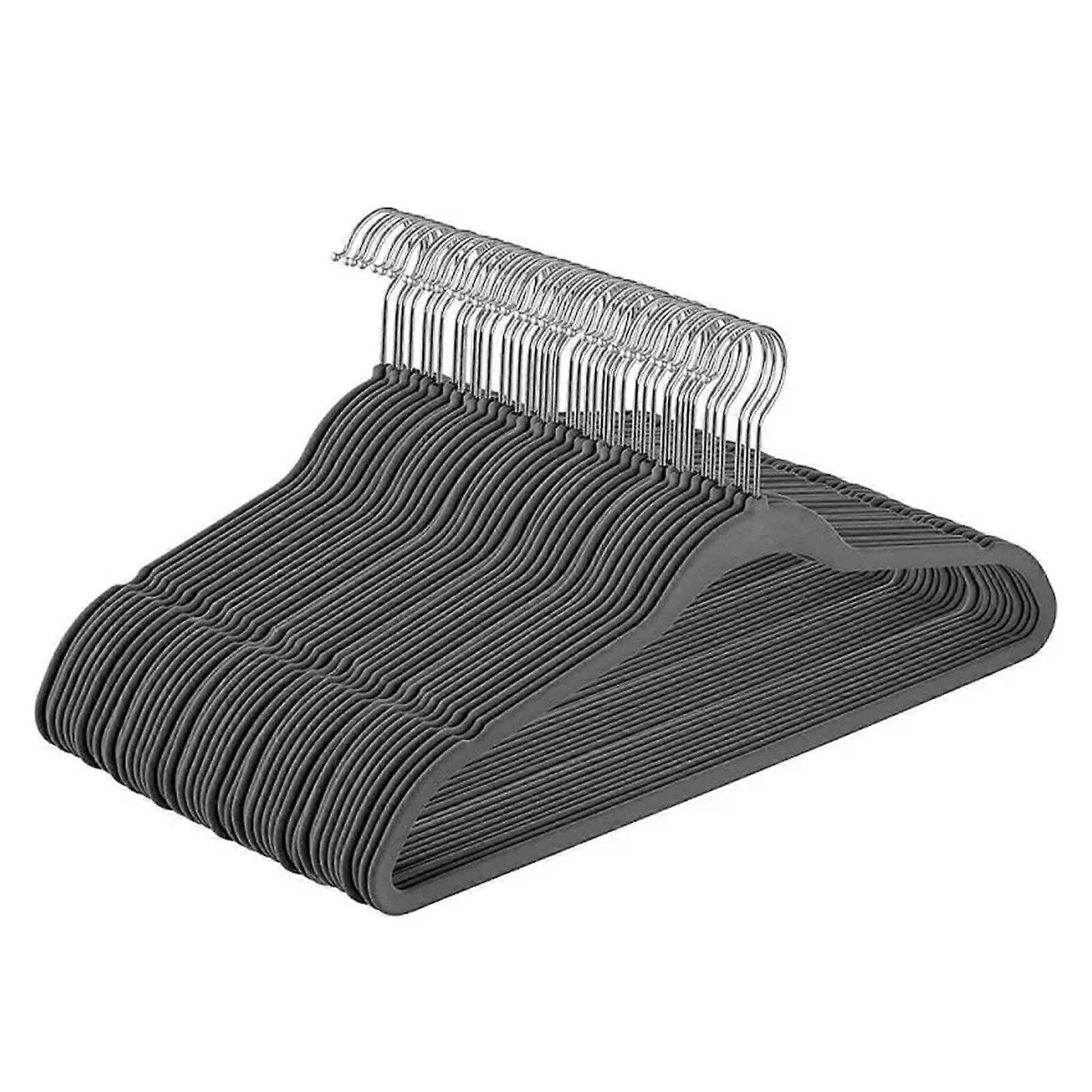 Clothes Hanger for Suits, NonSlip Velvet Hangers, Hangers for Suits, Ultra Thin, SpaceSaving, Rotating Hook, Strong Clothes Hanger (Grey)