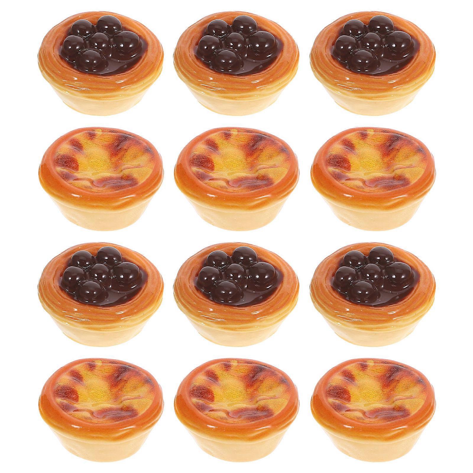 12pcs DIY Resin Phone Case Charms Cute Tart & Chocolate Bean Embellishments for Hair Accessories, Flatback Decorations for All Phone Models User