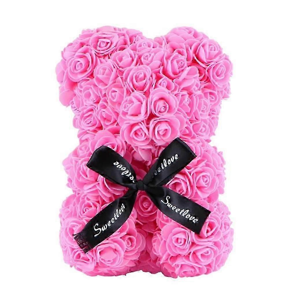 Teddy Bear with Roses approximately 28cm, Plush Toy, Handmade Foam Roses with Gift Box and Greeting Card