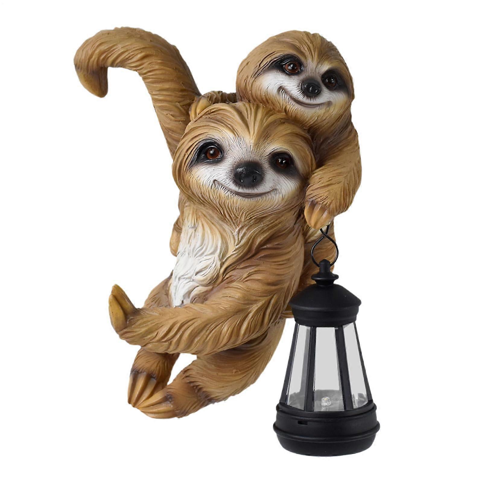 Slothshaped solar statues for patio, lawn, pathway, home