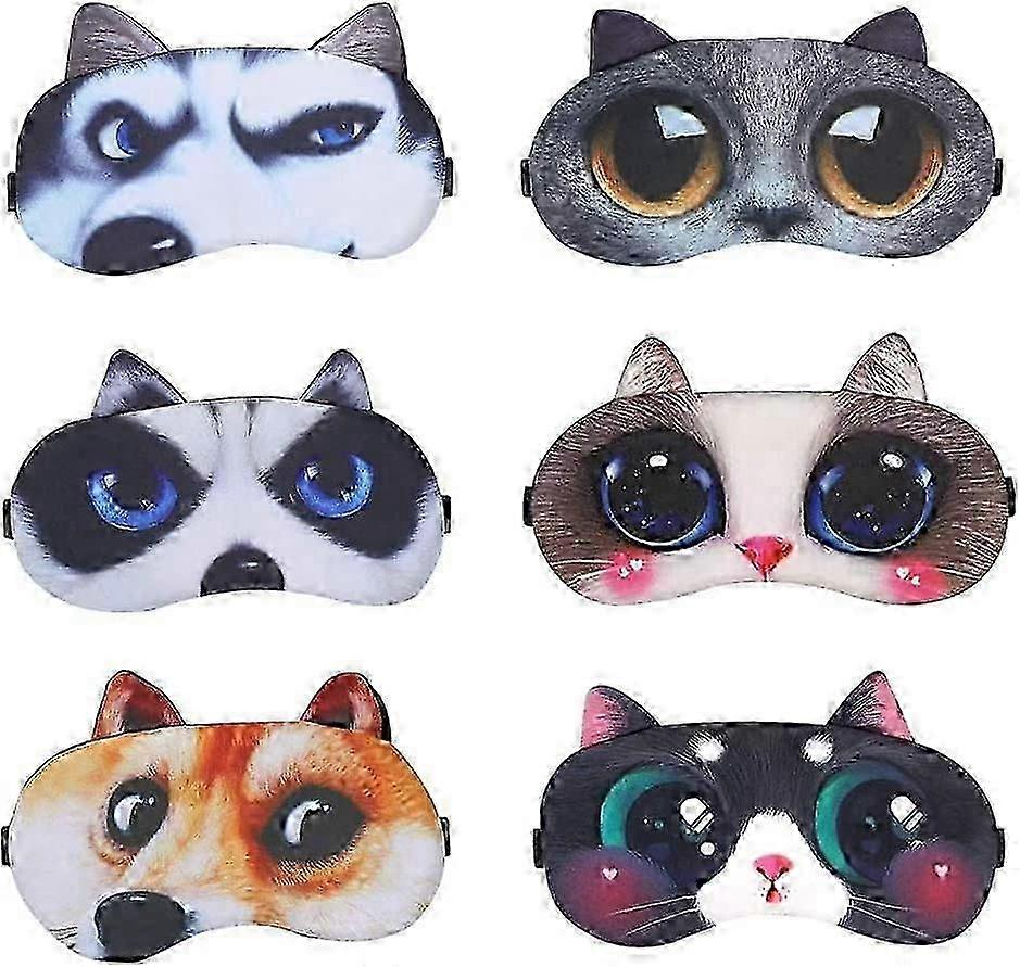 6 Pieces of Plush Animal Eye Masks and Sleep Masks - Various Specifications