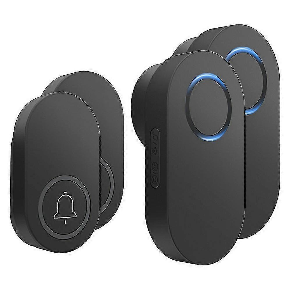 Type A 60 Melodies Wireless Self-Powered Doorbell Ring UK Plug/Black, 2 Transmitters Suitable for Certain Brands
