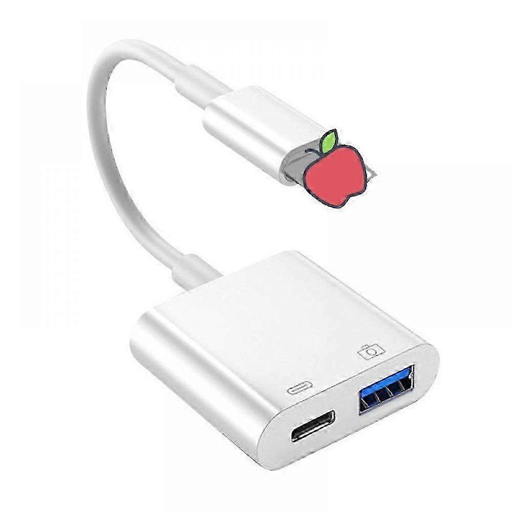 Lightning to USB Data Transfer Adapter for iPhone and iPad, Enhanced Durability & Plug and Play Functionality, Apple Certified
