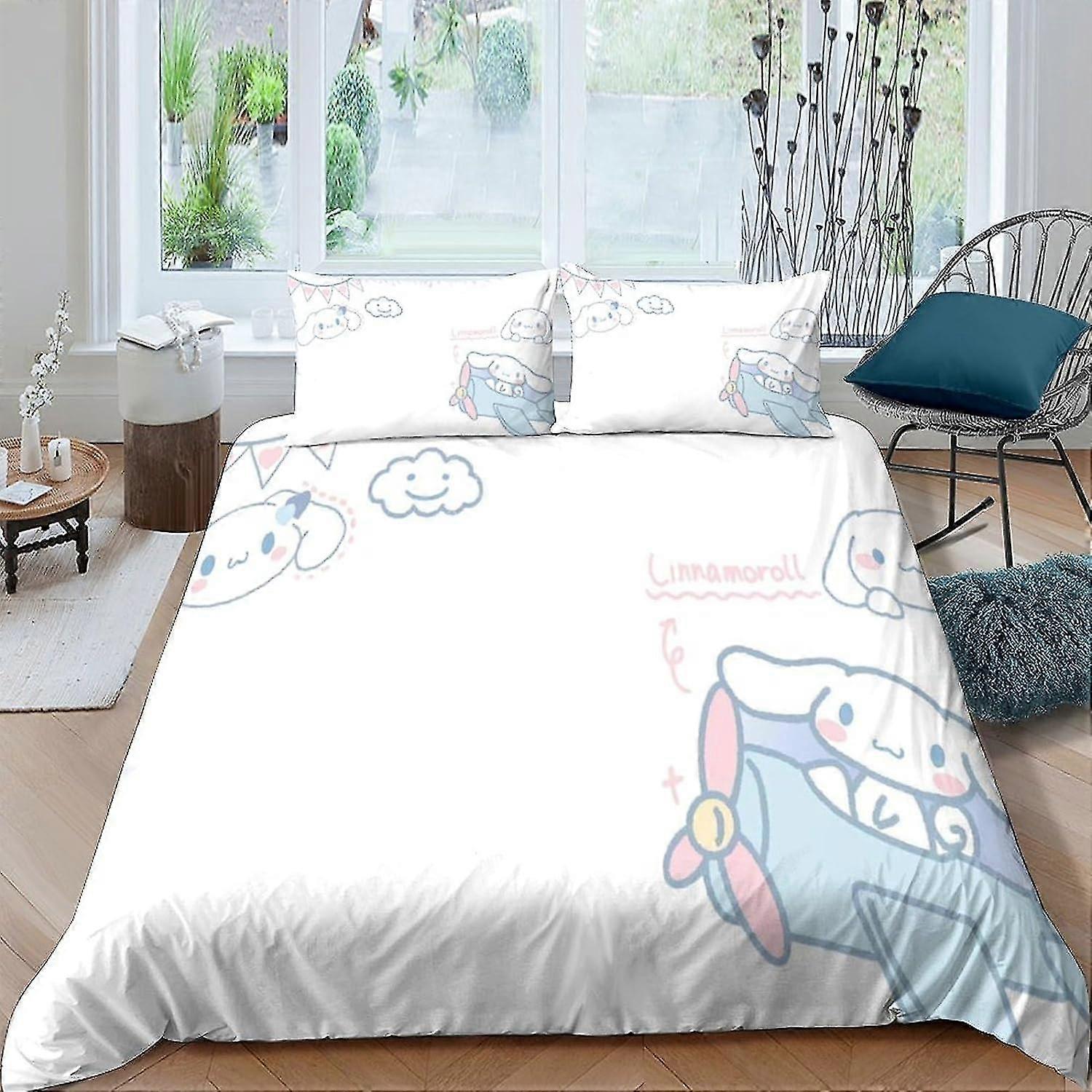Anime Character 3D Print Quilt Cover Set with Pillow Cases and Zipper Closure for Teens and Adults