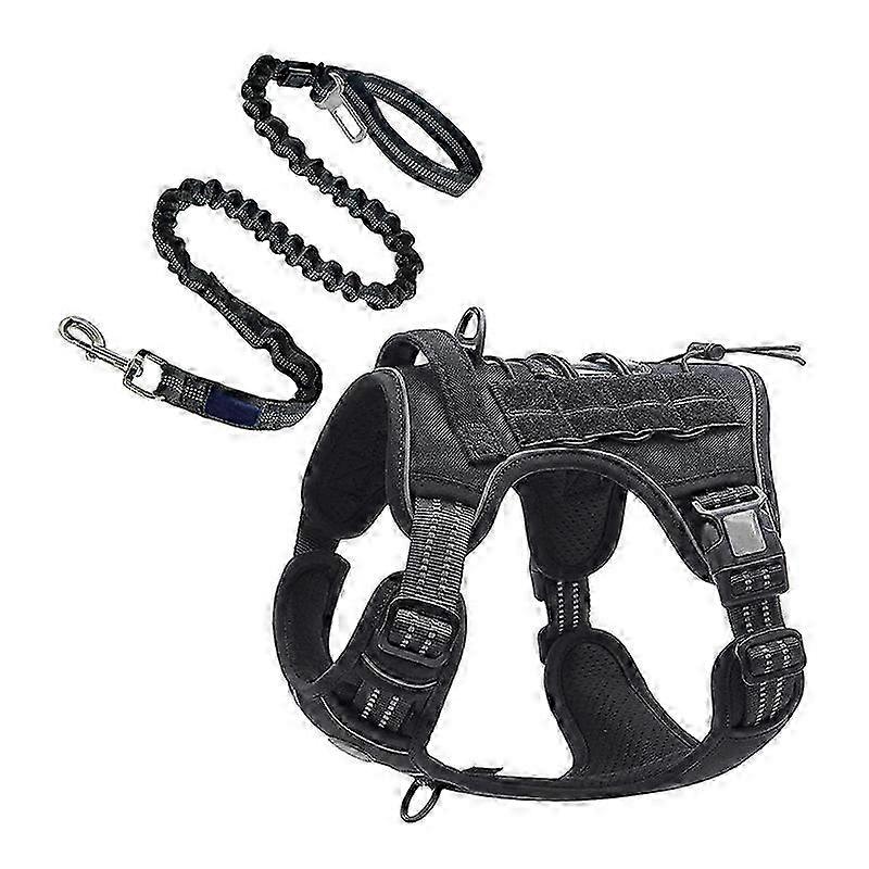 Anti-Pull Dog Harness (Black) – Reflective Vest (M)