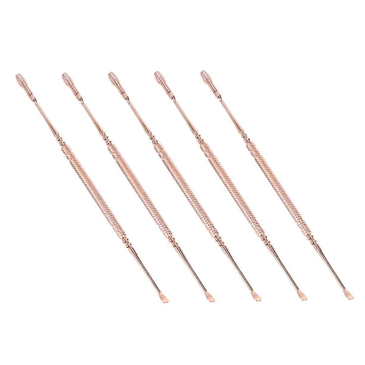 5 Pieces Ear Cleaning Tools with Double Soft Ear Care, Rose Gold Earpicks, Safe for Effective Earwax Removal