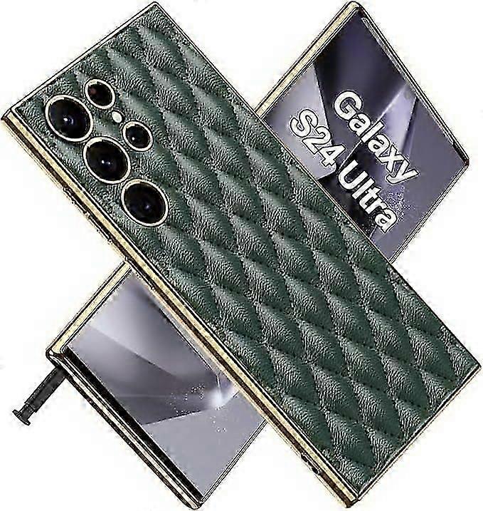 Cute Diamond S24 Ultra Case with Camera Lens Protector for Women Men, Soft PU + Electroplated Frame Non-Slip Shockproof Case