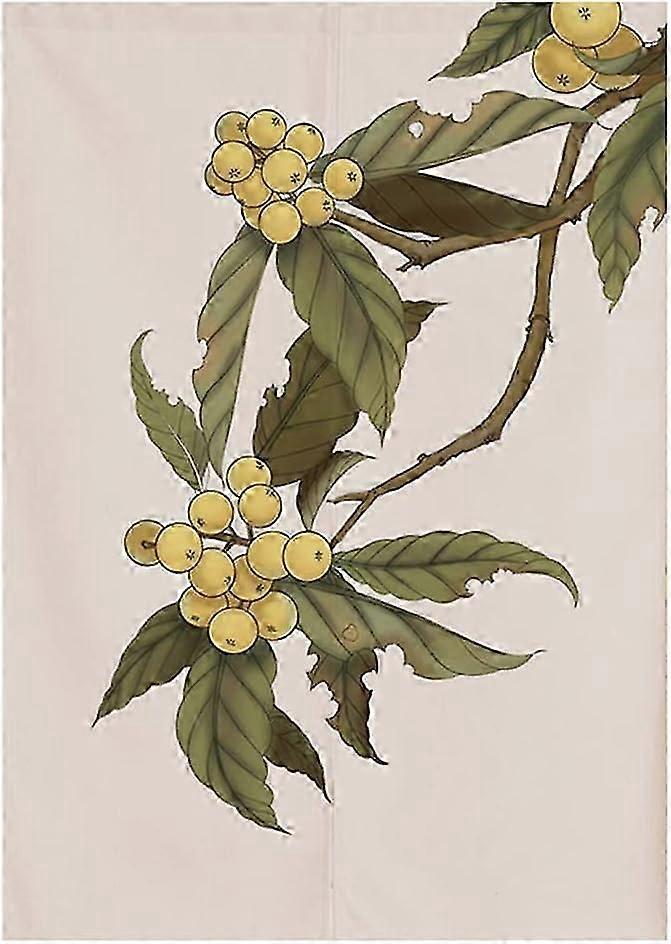 Noren Doorway Curtain Tapestry Traditional Chinese Loquat Ink Painting Printed Door Curtain Watercolor Room Divider Home Decoration, 29.5 X 47 Inch