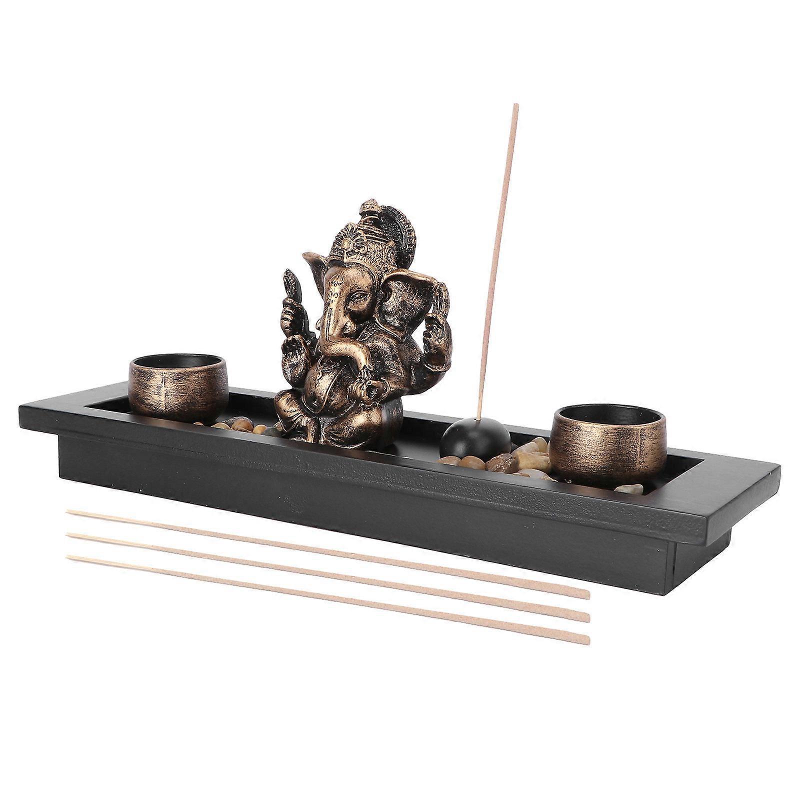 Elephant Decoration Table Statue Lucky Wealth Elephant Statue Stone Material 35.00x10.00x10.50cm 1 Set