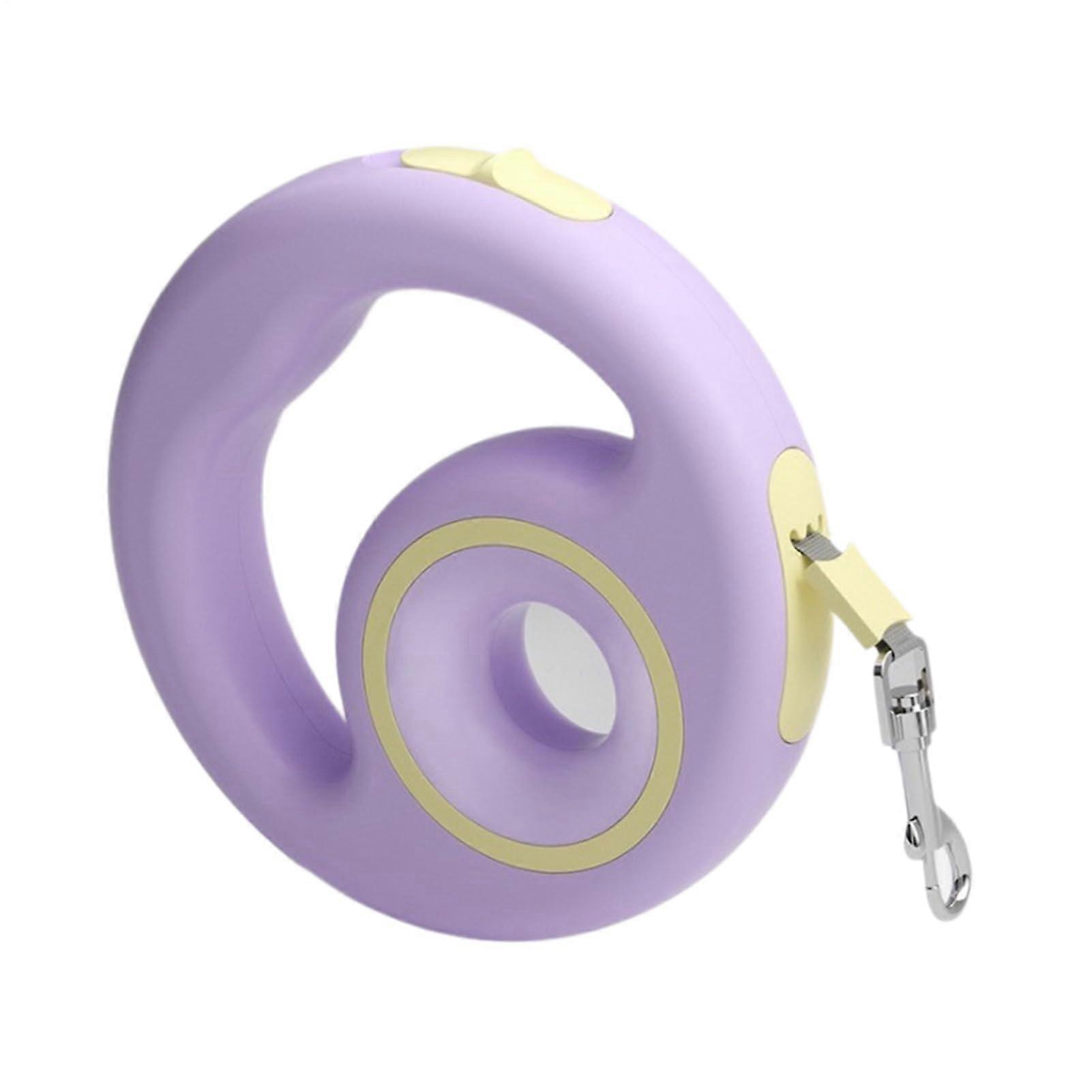 Automatic Dog Cord Retractable Pet Traction Rope 5.71x0.98 In Non-Slip Ergonomic Shock-Absorbing Purple