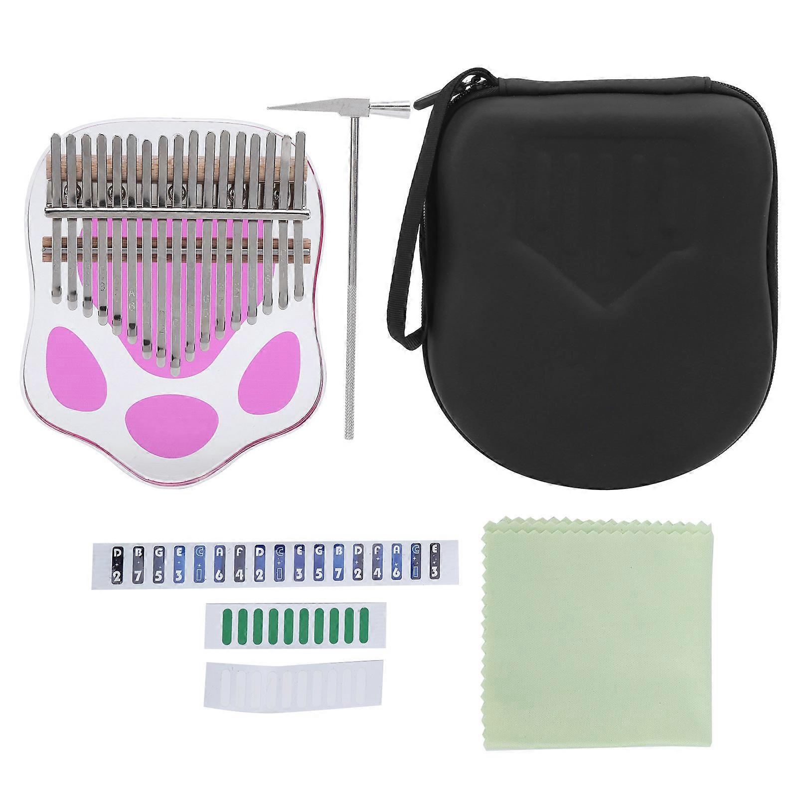 Thumb Piano Kalimba 17 Keys Acrylic Portable Finger Instrument Set Kit with Tune Hammer