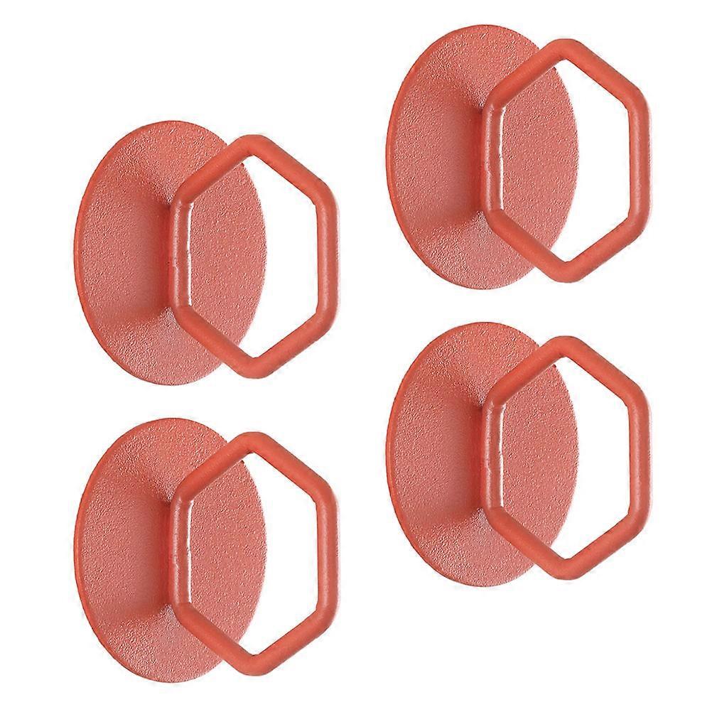 Door Handles Adhesive Type Pull Handle Furniture Handle Orange 5X5cm Hexagonal Simple Design 4Set