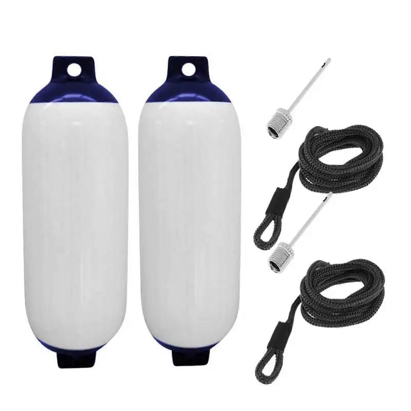 Inflatable Marine Mooring Buoy Bumper Mudguard 2 Pack, 18 Inch, Durable PVC, Boat Docking Protection, Black Rope