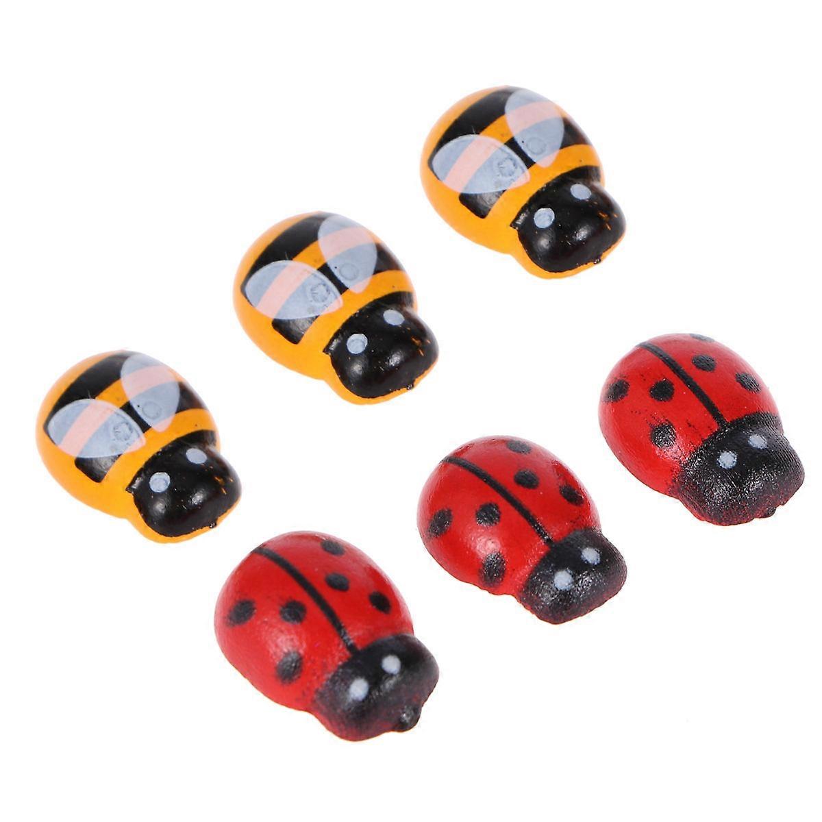 Mini Simulation Ladybugs Toy for House and Party Decoration 120Pcs in Red and Yellow