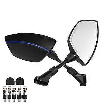 1 Pair Rearview Side Mirrors 360 Degree Rotation Universal for Motocycle Scooter ATV Dirt Bike 0.3in 0.4in MountingBlue Stripe