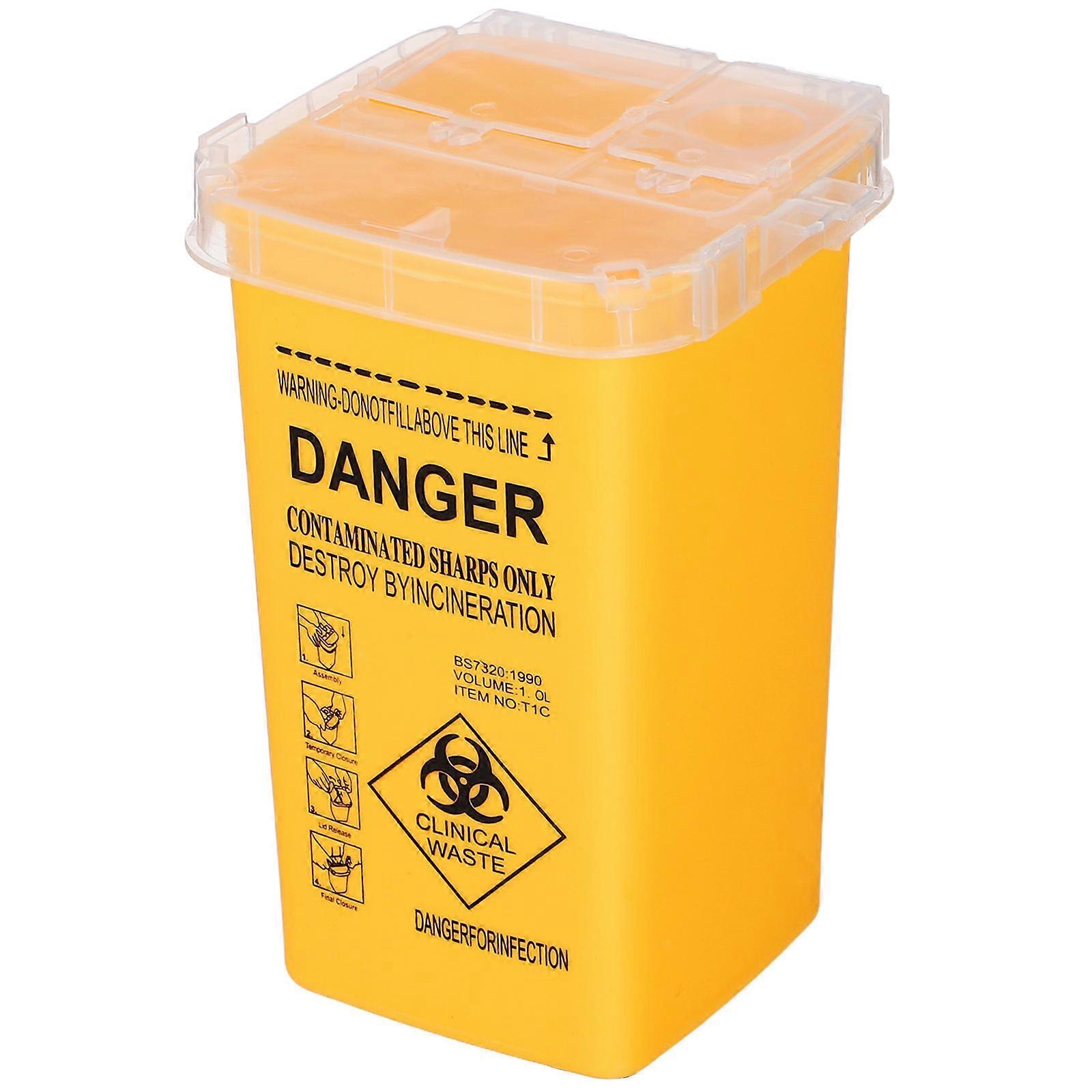 Sharps Disposal Container Yellow Rectangular Safe Disposal Of Glass Slides Home 1Set